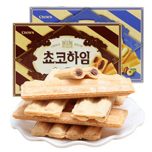 韓國進口CROWN可瑞安克麗安奶油/巧克力榛子瓦威化餅干142g