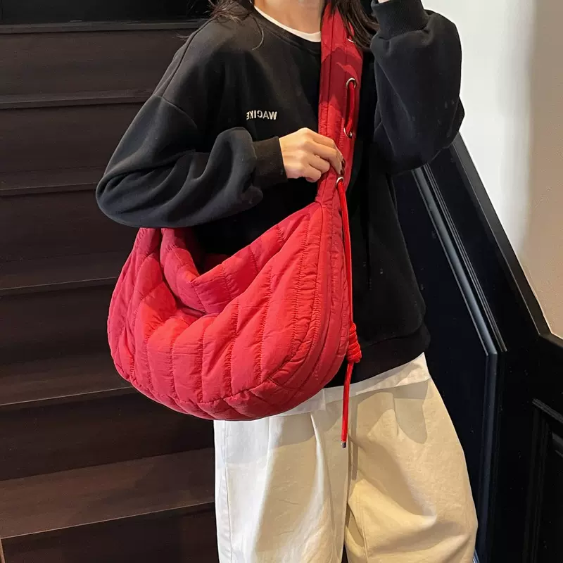 2025新款纯色托特包大容量潮流百搭时尚包包褶皱小众休闲个性女包