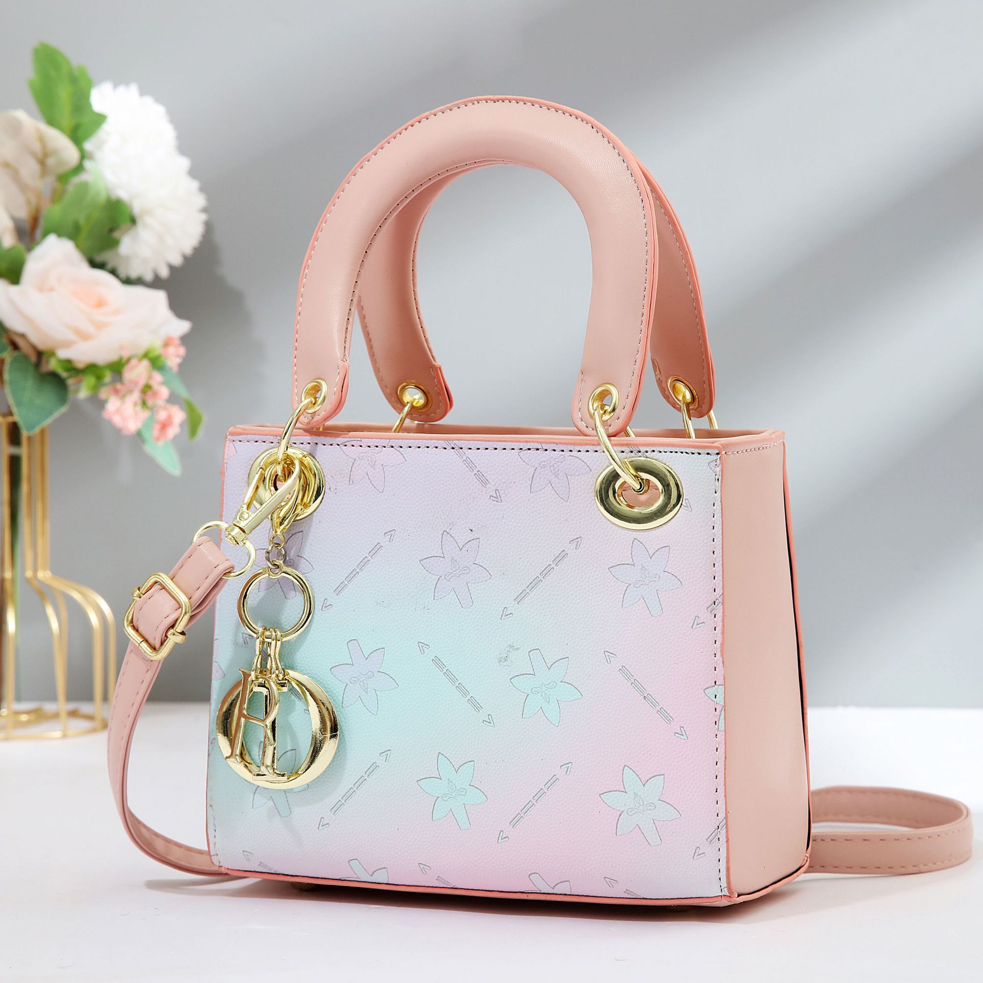 Bolso de mano bolso pequeño degradado colorido bolso femenino de moda bolso de mensajero de un solo hombro comercio exterior colgante al por mayor bolso transfronterizo