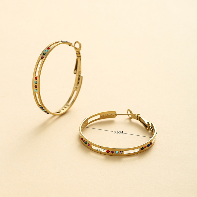 10g Weight 1 Pair Elegant Round Plating 304 Stainless Steel Earrings