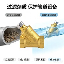 加厚铜过滤器家用暖气PPR水管空调y型过滤器4分6分1寸免拆卸清洗