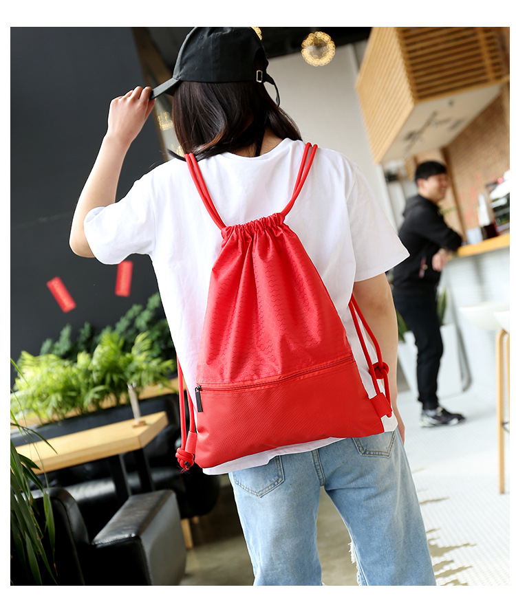 Waterproof Solid Color Casual Sports Drawstring Backpack display picture 7