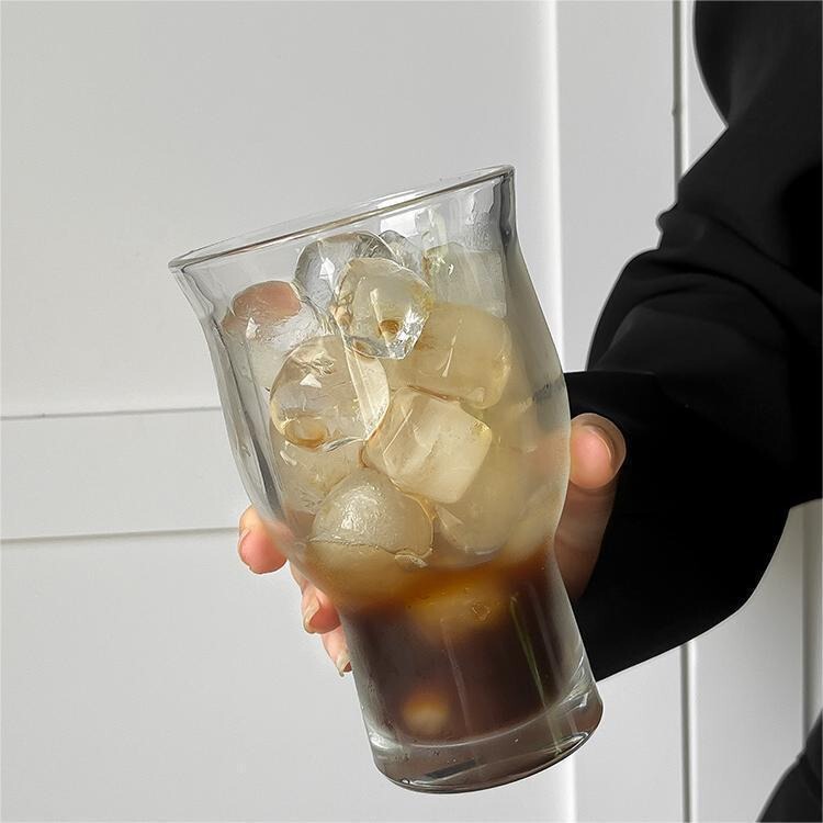 大容量透明広口ガラスアイスアメリカンコーヒーカップサマージュースコールドドリンクカップビールカップフルーツティーカップ|undefined