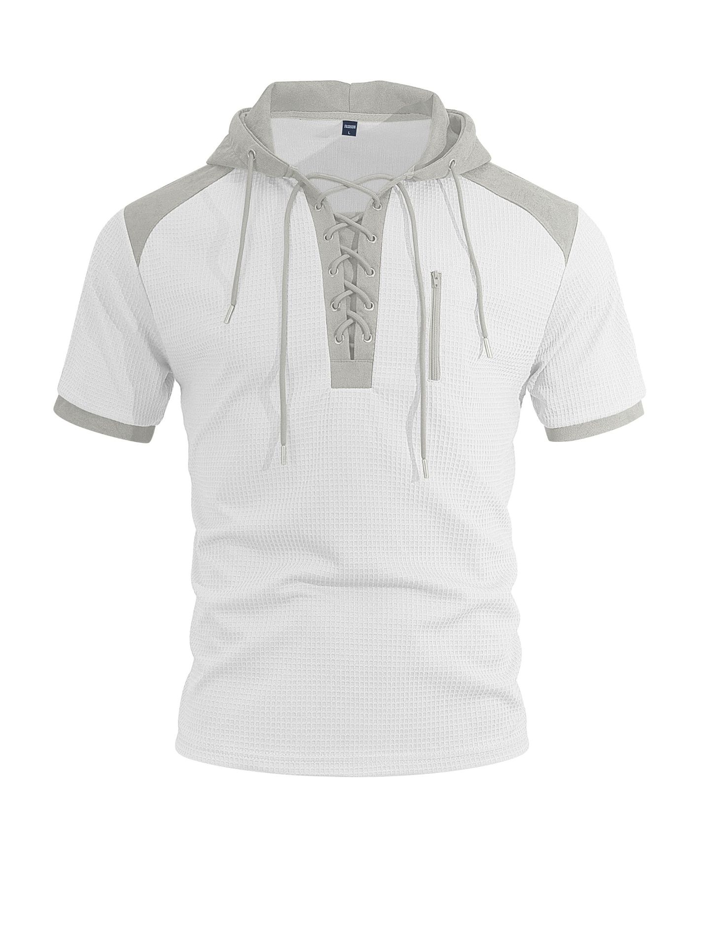 Amazon camisa europea y americana con capuchón de manga corta TK Henry camiseta europea correa de correa de correa de correa de comercio exterior camiseta deportiva casual hombre