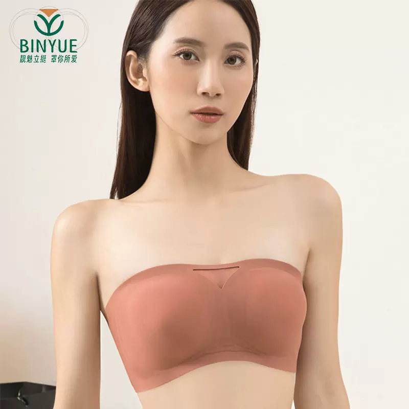 跨境隐形抹胸无肩带内衣女防走光文胸小胸聚拢薄款无痕美背胸罩