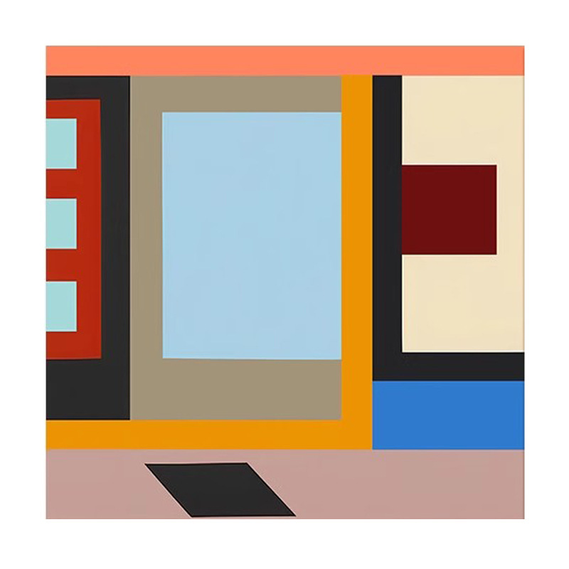 モダンなシンプルな赤と青のラインリビングルーム組み合わせ装飾絵画バウハウス中世スタイルレストラン吊り絵画ドーパミン壁画|undefined