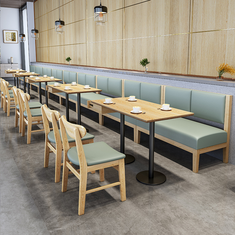 Restaurante personalizado restaurante café leche té hamburguesas tiendas de agua azucarada contra la pared asiento de sofá mesas y sillas combinación de muebles comerciales