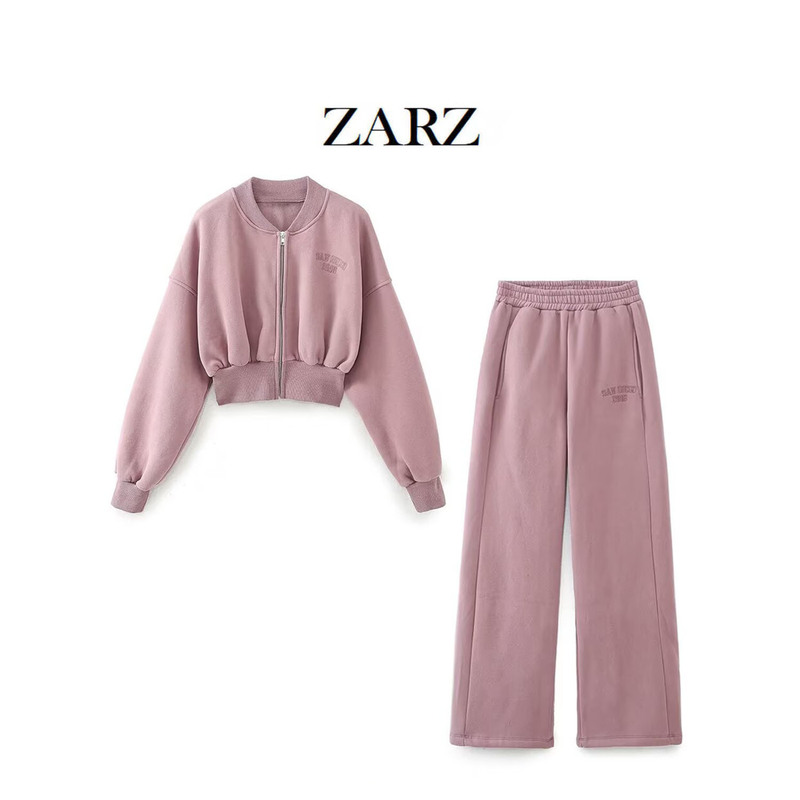 ZARZ homemade European and American style new women's embroidery washing effect jogging pants sweater 1131825