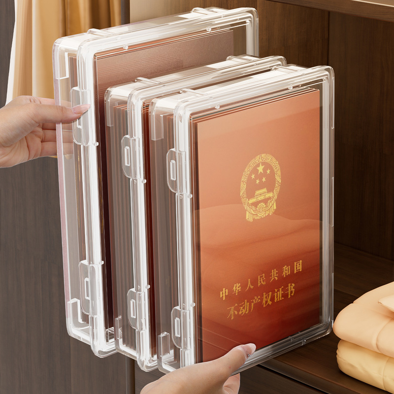 Document Storage Box Birth Certificate Protection Box Household Transparent A4 Large Real Estate Book Important Document Certificate Box