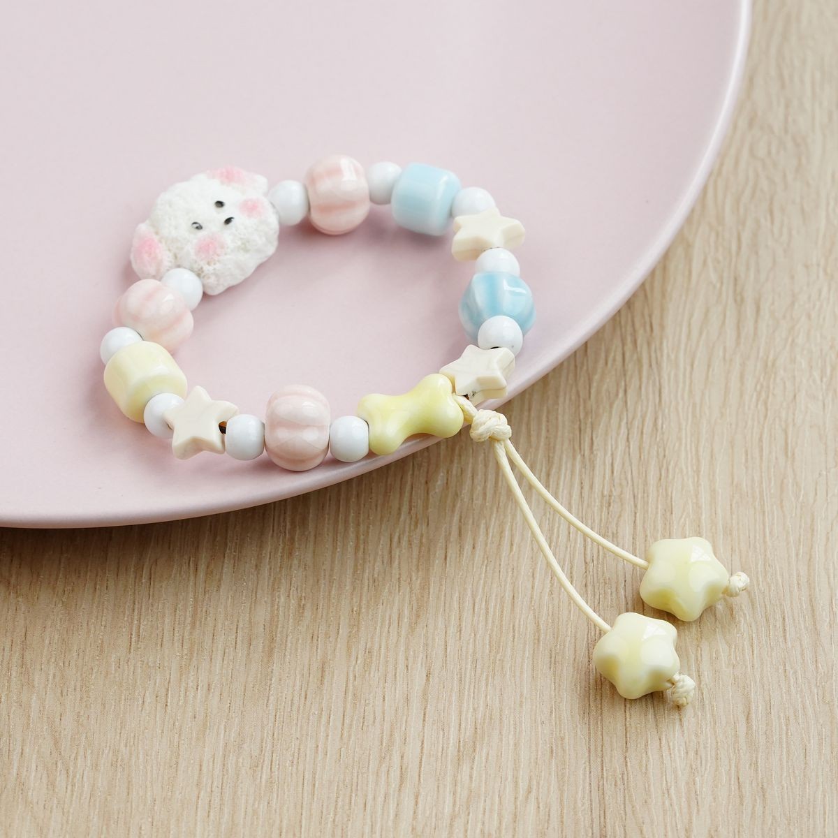 Jingdezhen pulsera de cerámica de verano mujer alta sensación galletas serie de gatos nicho diseño universal pulsera alta sensación