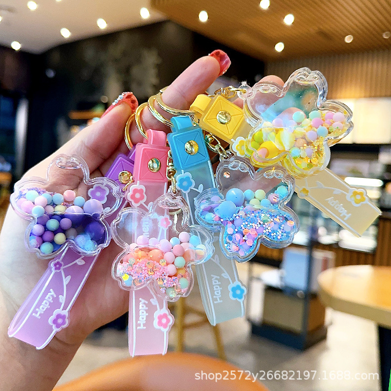 Jelly Bean Keychain Acrylic DIY Oil-Infused Liquid Sand Bottle Backpack Pendant Festival Holiday Creative Keychain