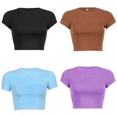 工場直販 Amazon 欧米越境 夏 DIY 無地 半袖 カジュアルTシャツ レディース ファッション Y2K ホットガール トップス