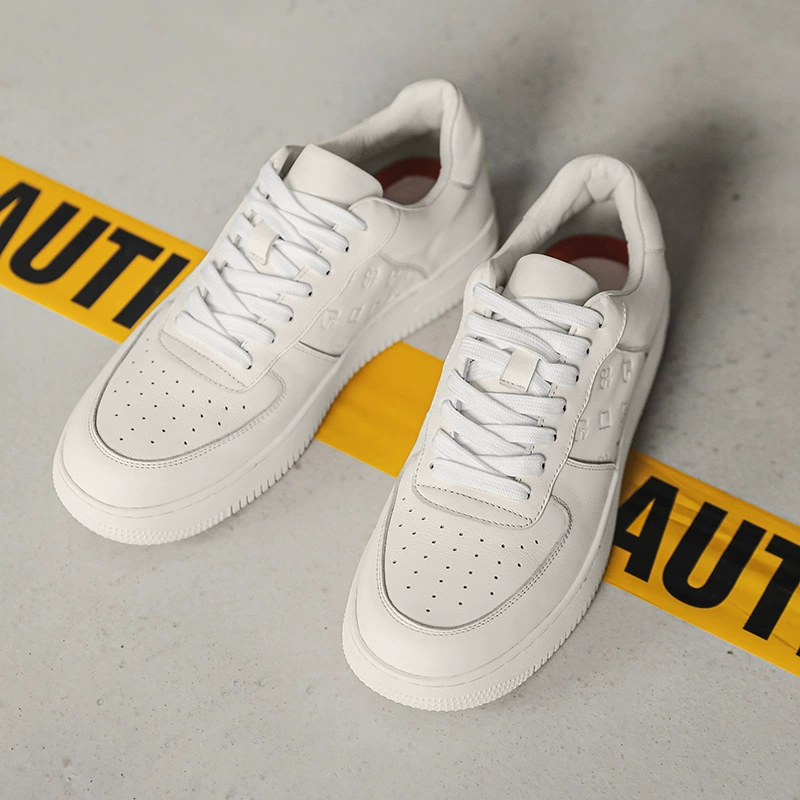 Мужские кроссовки из натуральной кожи, белые, на толстой подошве, для скейтбординга, универсальные, спортивные, модные, для бега, оптом.