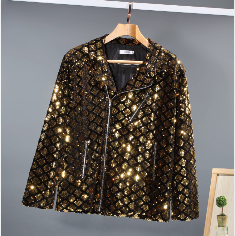 2025 New Spring and Autumn Personalized Sequin Zipper Jacket Trendy Hairstylist Nightclub Stage Outfit Fashion Jacket 2025 New Spring and Autumn Personalized Sequin Zipper Jacket Trendy Hairstylist Nightclub Stage Outfit Fashion Jacket