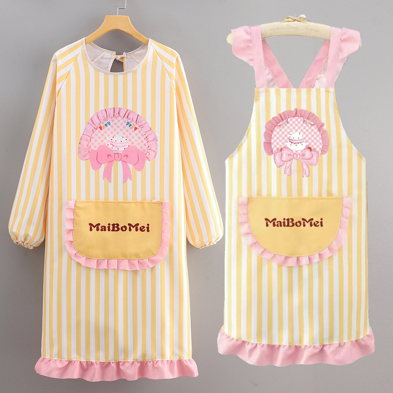 High-Looking and Cute Long-Sleeved Apron for Women's Kitchen Household Anti-Fouling and Wear-Resistant Princess-Style Blouse and Fashionable Work Clothes