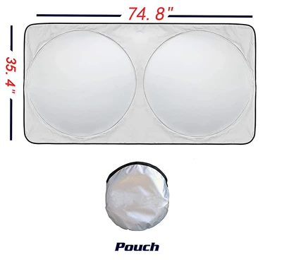 Sun shade – shield sun shade foldable - silver-back-black-19090cm