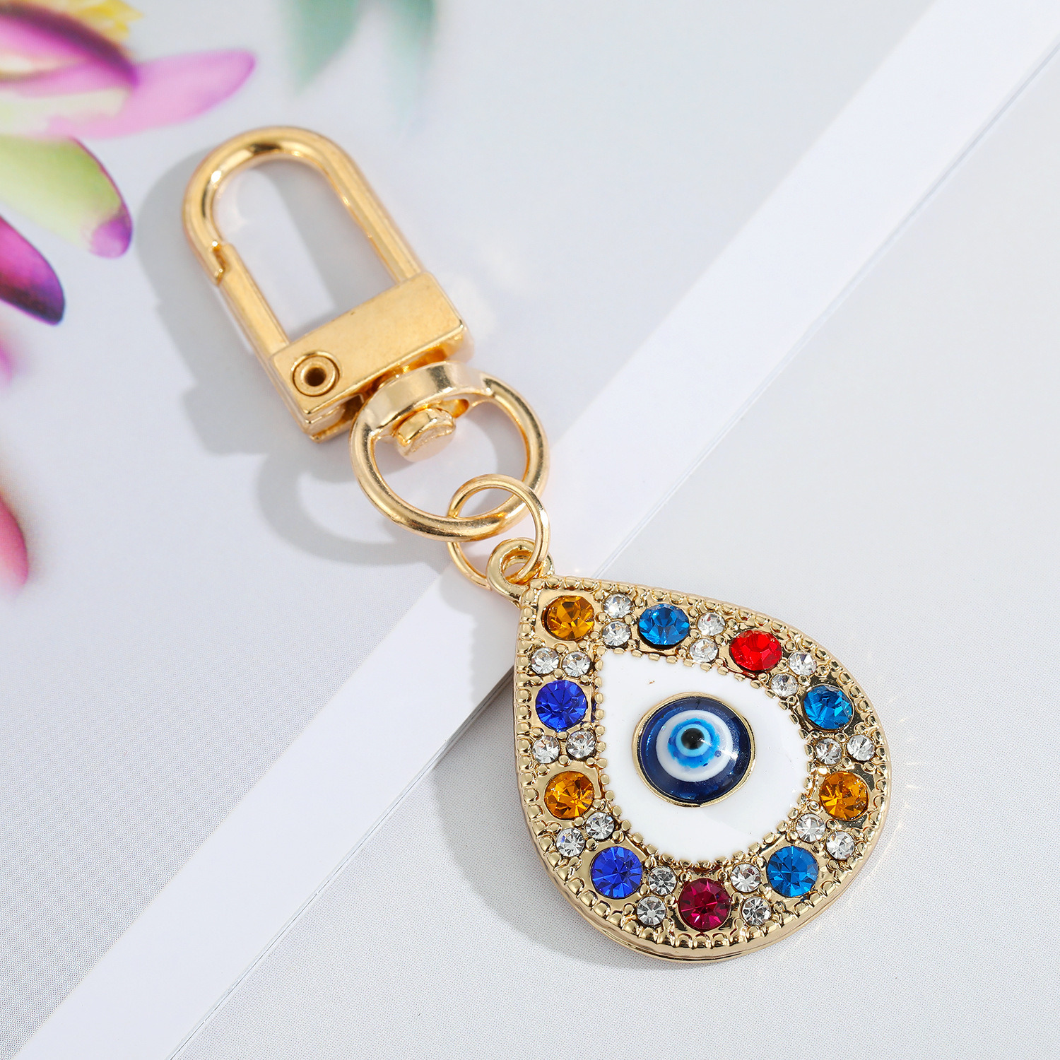 Creative Devils Eye Keychain Blue Eyes Key Ring Handbag Pendant Oil Dripping Eyes Door Latch CrossBorder Sold Jewelrypicture4