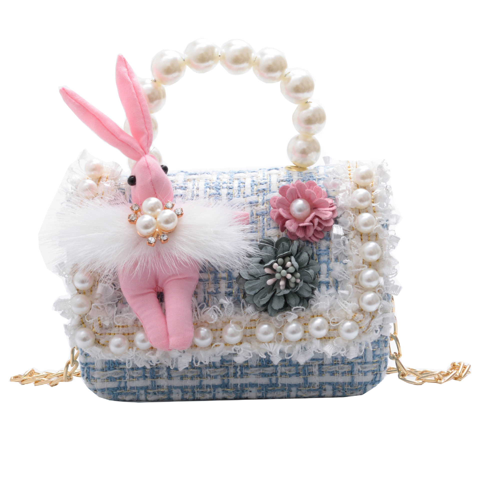 Bolso de perla para niños nuevo estilo coreano lindo estilo occidental bolsa de mensajero para niñas princesa mini cambio bolsa de accesorios