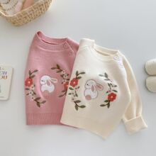 女童绣花毛衣0-5岁秋季韩国童装女宝宝洋气针织上衣儿童秋装AY639