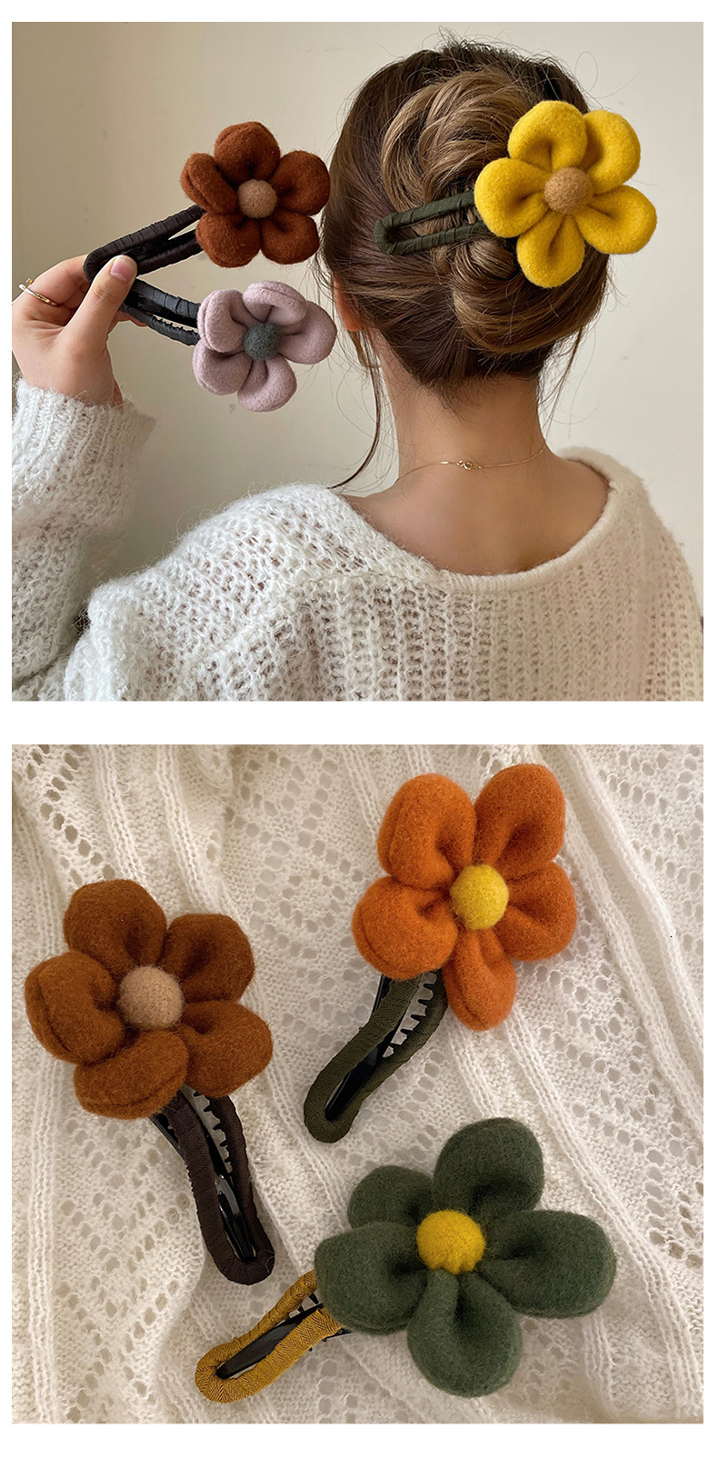 50g Weight Hair Clip Hair Accessories Type Fashion Flower Plush Hair Clip 1 Piece