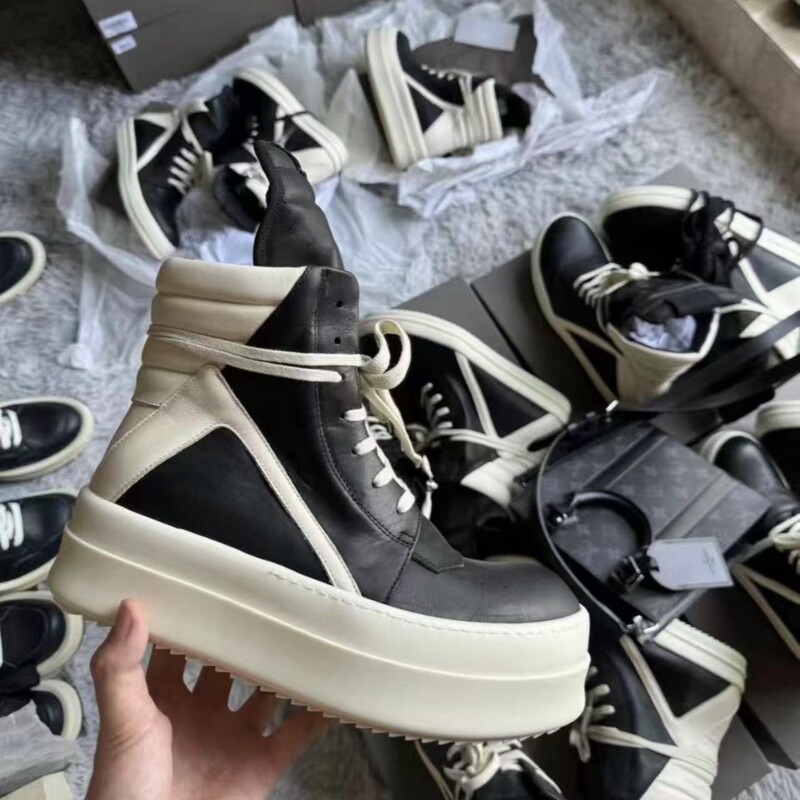 Ro 22Fw Infringement Model Rick Independent Main Line New Leather Owens High Top Original Label Branded