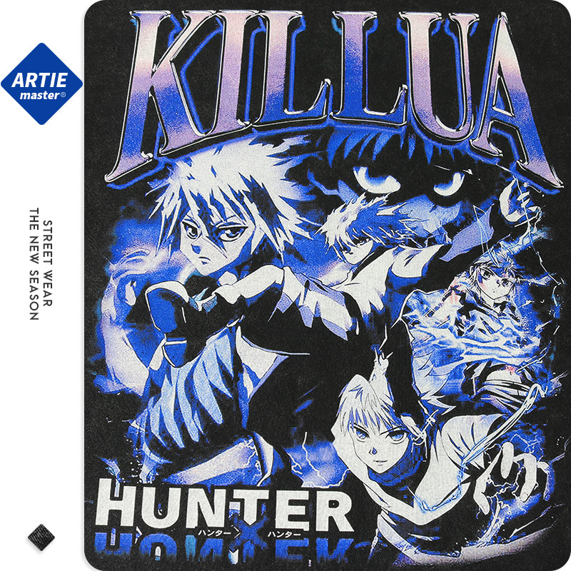 ARTIE ropa de Hombre | dibujos animados de la calle europea y americana Retro lavado hombres de moda de manga corta lavado pesado camiseta de los hombres viejos