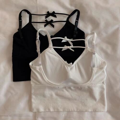 Kaka's same camisole with chest pad sports bra, discreet student wrapped breast bow design tube top