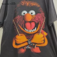 Кукольный показ 90-х годов Henson аниме барабанщик мультфильм футболка с короткими рукавами популярная 210 г прямого распыления Oversize