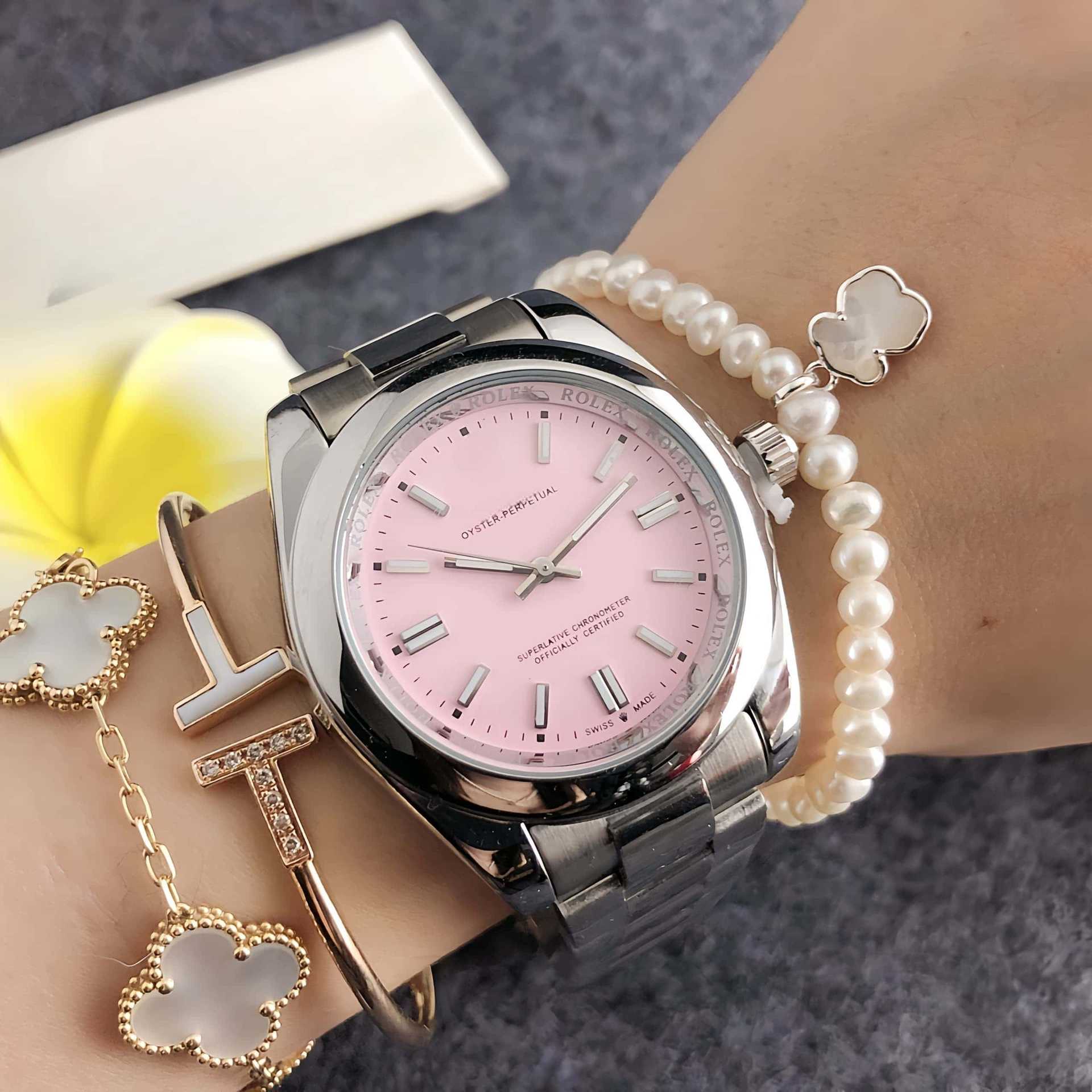 Oyster Watch Color Disc Watch Men's Women's Non-mechanical Gift Solid Steel Band Quartz Watch Wholesale Couple's Watch