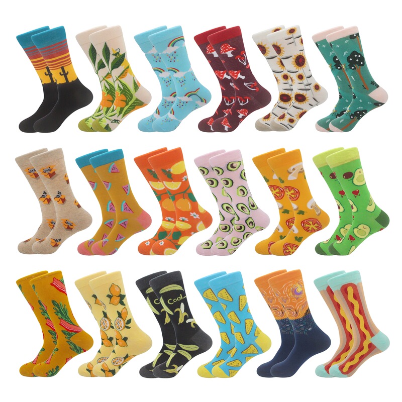 Cartoon personality tube socks European and American style men and women creative cotton socks fashion jacquard foreign trade socks