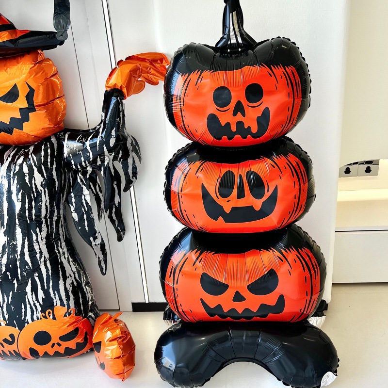 Atmósfera transfronteriza Halloween gigantesco de pie base de globo calabaza esqueleto demonio centro comercial bar café diseño