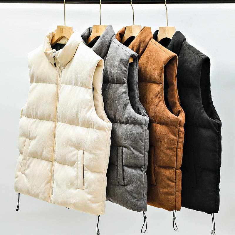 Chaleco de algodón de gamuza Otoño e Invierno pareja de moda casual abajo Chaleco de algodón engrosado chaleco cálido Chaleco de estilo de celebridad de Internet