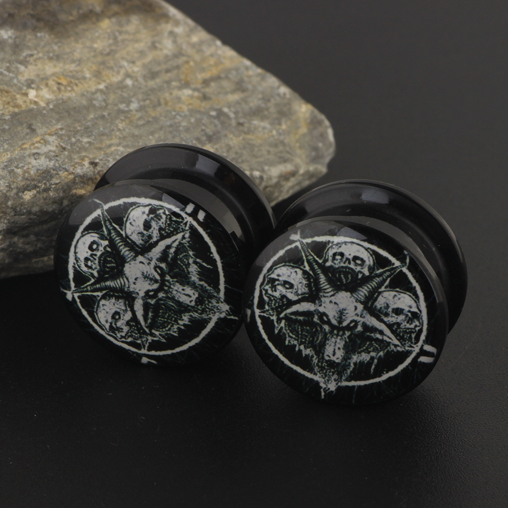 Five Claw Ghost Head Ear Piercing Jewelry 6mm 16mm Ear Stretching Tunnel Plug detail image 7