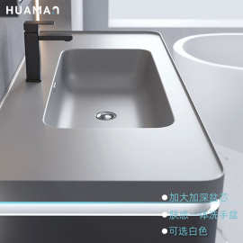 新款简约卫浴卫生间浴室柜肤感洗手盆洗手池台面人造石一体盆