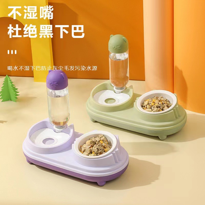 Nuevo tazón de cerámica para mascotas, alimentador automático de agua potable, tazón de cuello inclinado, tazón para gatos, artículos para mascotas