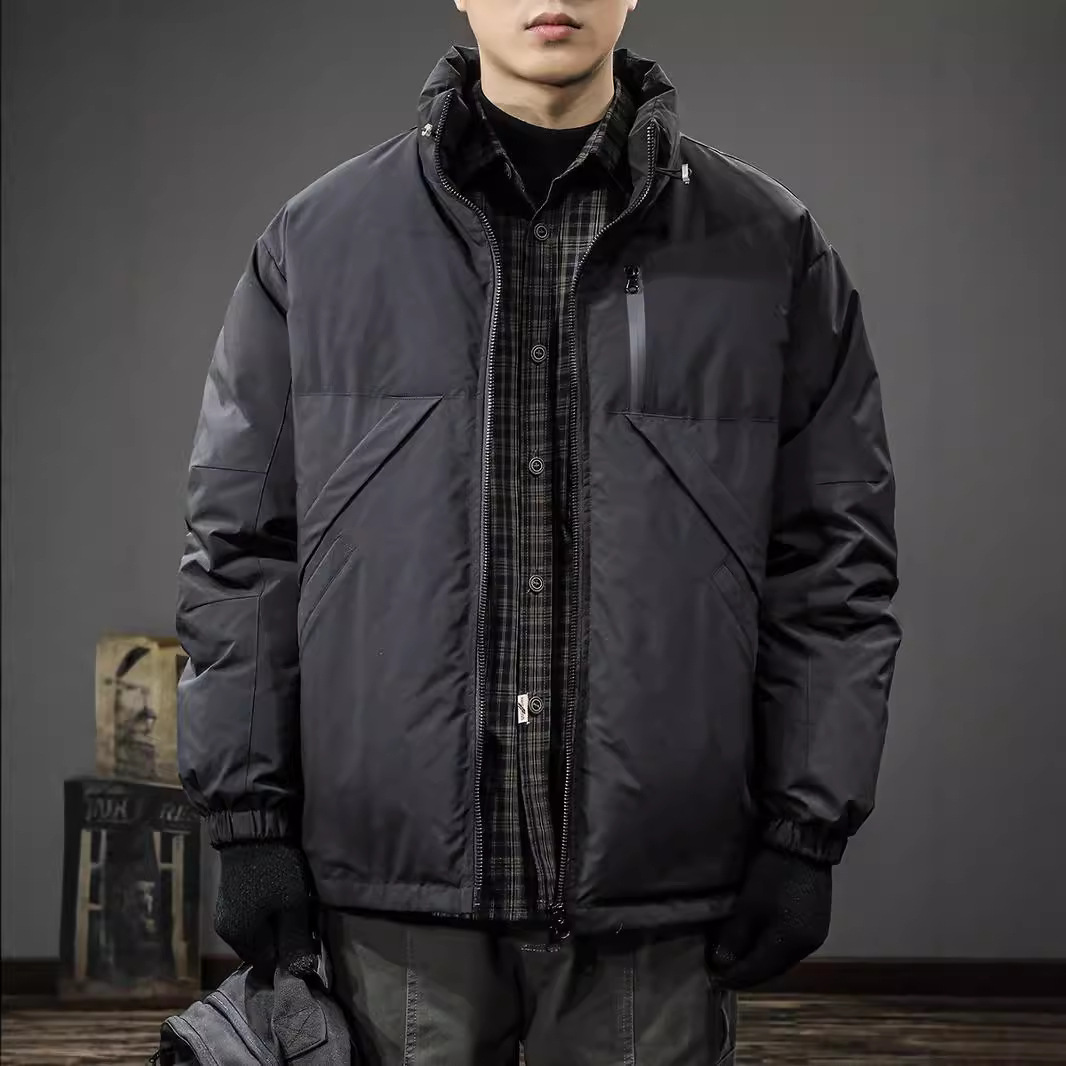 Men's Down Jacket Warm Winter Coat Stand Collar Large Size_voghion.com