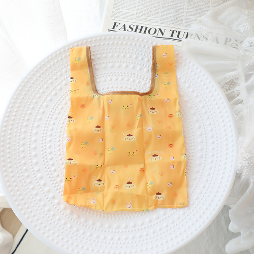 Japanese cartoon small cute doll pattern foldable simple portable shopping bag portable mini environmental protection bag