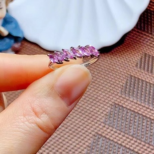 Factory wholesale explosions s925 silver inlaid natural powder blue treasure ring, main stone 2.5*5