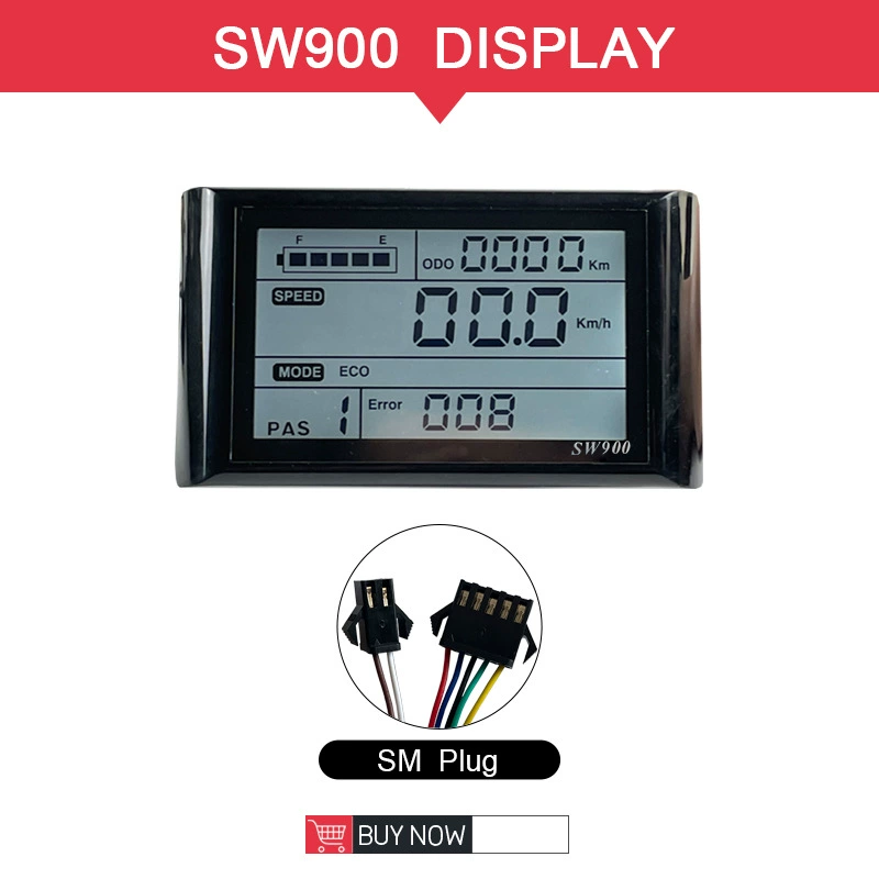 Аксессуары для модификации электрического велосипеда LCD-SW900 Дисплей данных ЖК-прибора Разъем SM 24-72 В