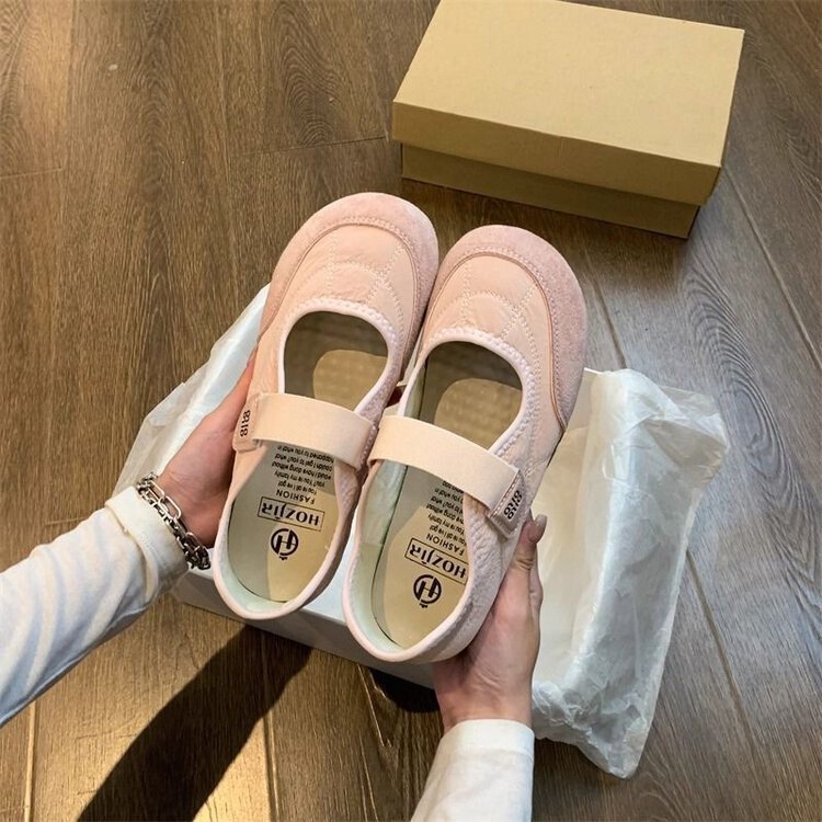 Autumn Breathable Velcro Training Shoes Women's Shoes 2025 New Popular Flats-Soled Pregnant Women's White Shoes Sports Shoes