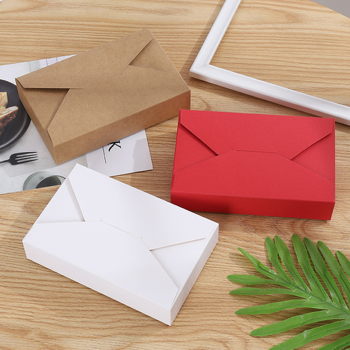 Simple envelope type biscuit box folding kraft paper chocolate candy packaging box moon cake snowflake pastry box