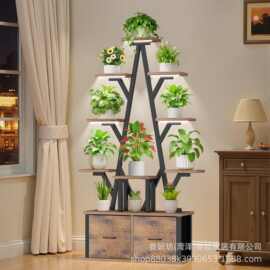 跨境铁木艺落地式层架花架子花盆架室内室外装饰创意植物多层花架