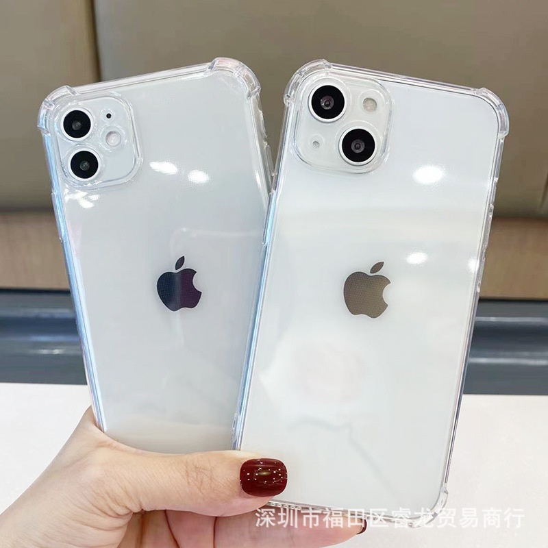 Suitable for Iphone14 Transparent Mobile Phone Case Apple 12 Four-Corner Anti-Fall 17 Protective Cover 15/13/12 Airbag Case 11