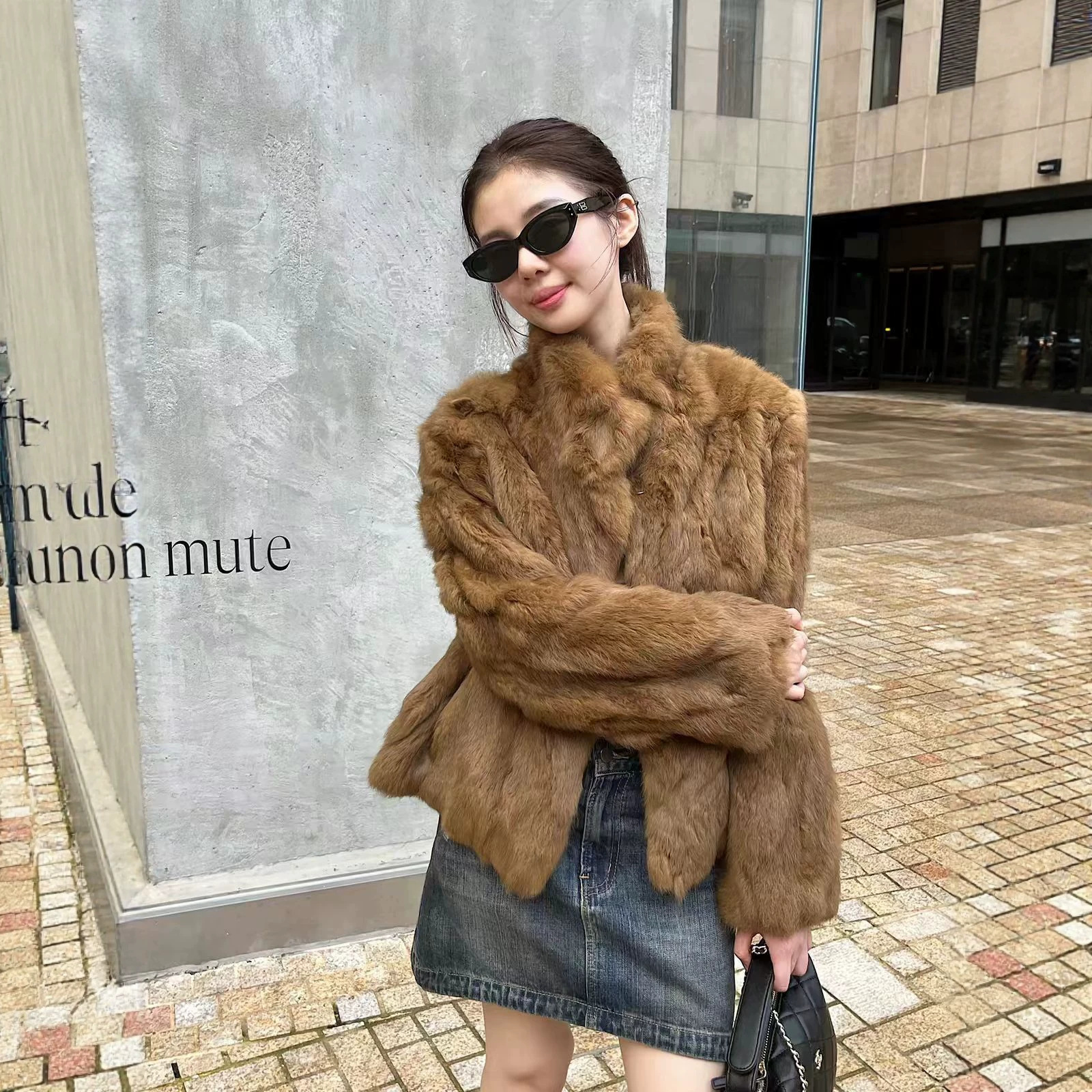 老钱风中古真兔毛毛毛皮草外套女年轻版短款冬季皮草上衣显瘦新款