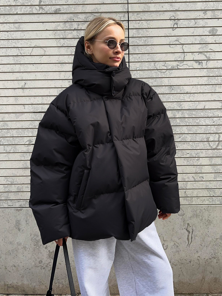 Women's Puffer Jacket Cotton Loose Warm Solid Colour Winter Coat_voghion.com