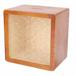 实木存钱罐木质储蓄罐北美欧式压花玻璃礼品盒样板间摆件创意礼物