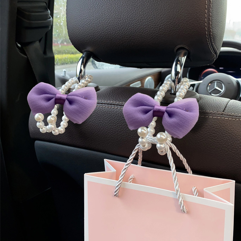 Gancho de lazo de perla para coche Gancho trasero del asiento delantero para coche Gancho pequeño multifuncional para coche