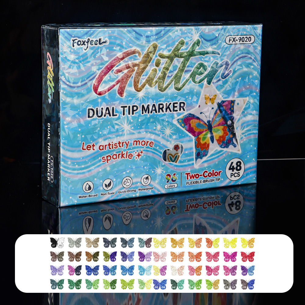 Doble cabeza de dos colores marcador de flash polvo marcador DIY pintado graffiti creativo marcador tiza perlada