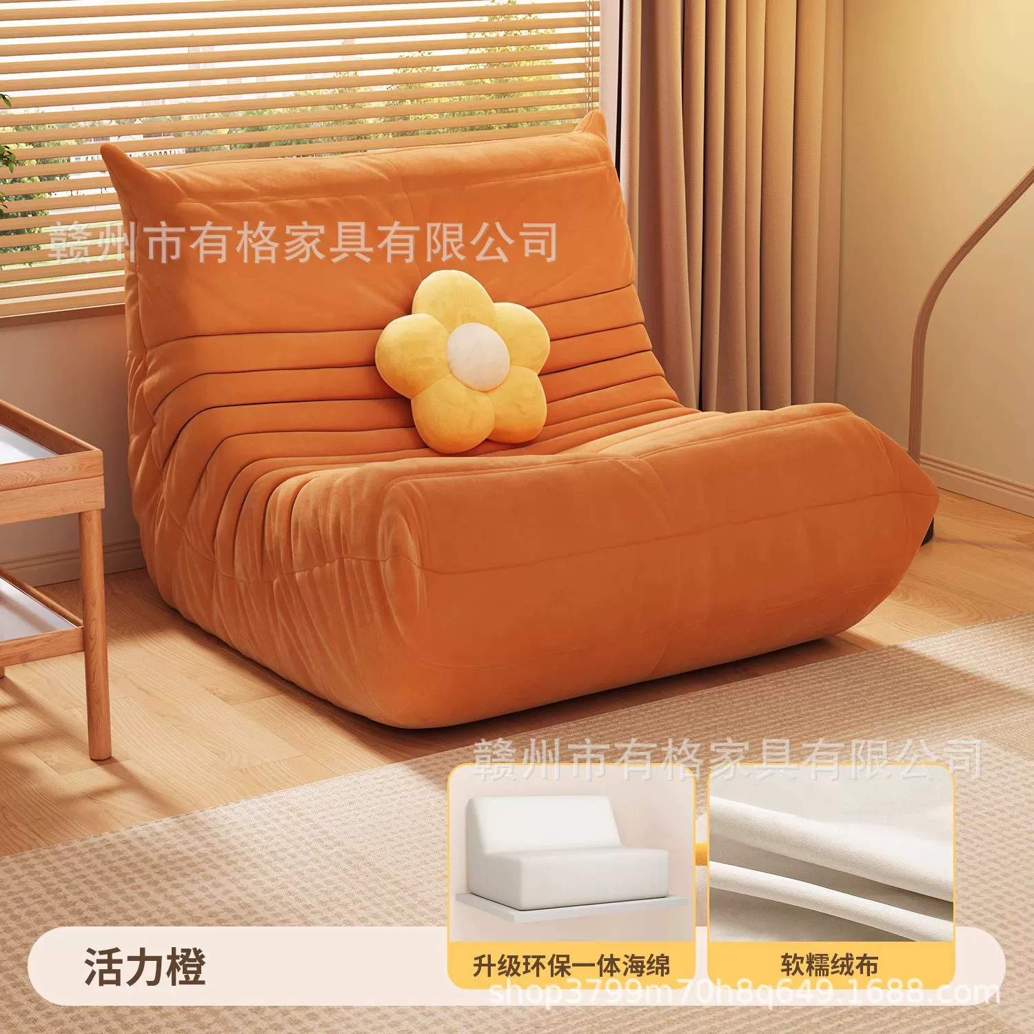 Sofa modern minimalist sponge sofa, cloth upholstery, storage system, multi-size (single–three-seater)