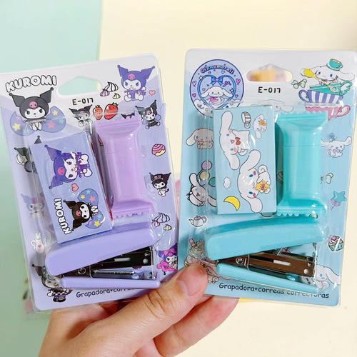 Sanrio mini stapler highlighter set cute Kuromi staple remover student stationery desktop stapler